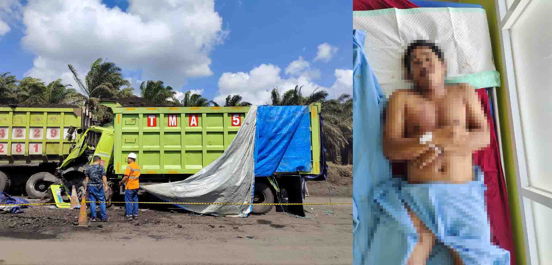 Laka Kerja di Jalan Tambang PT TMA Angsana Tanbu,  Driver  Tewas Terjepit di Kabin Tronton
