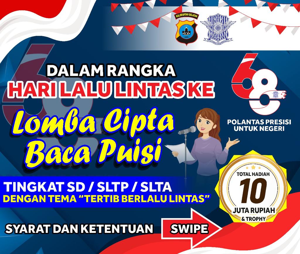 Meriahkan HUT Lalu Lintas Ke-68, Ditlantas Polda Kalsel Gelar Lomba Puisi Untuk Pelajar