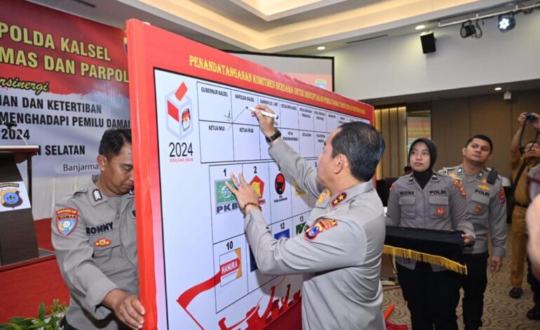 Tandatangani Komitmen Pemilu Damai, Kapolda Kalsel Bertemu Perwakilan Ormas dan Parpol