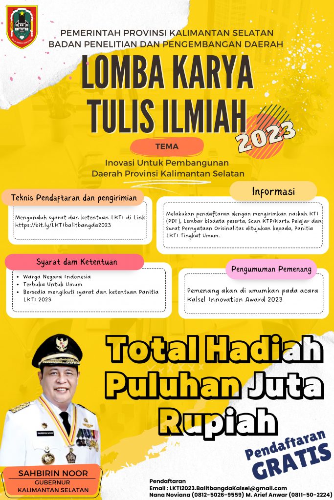 Pemprov Kalsel Gelar Lomba KTI Inovasi Pembangunan Daerah Berhadiah Total Puluhan Juta