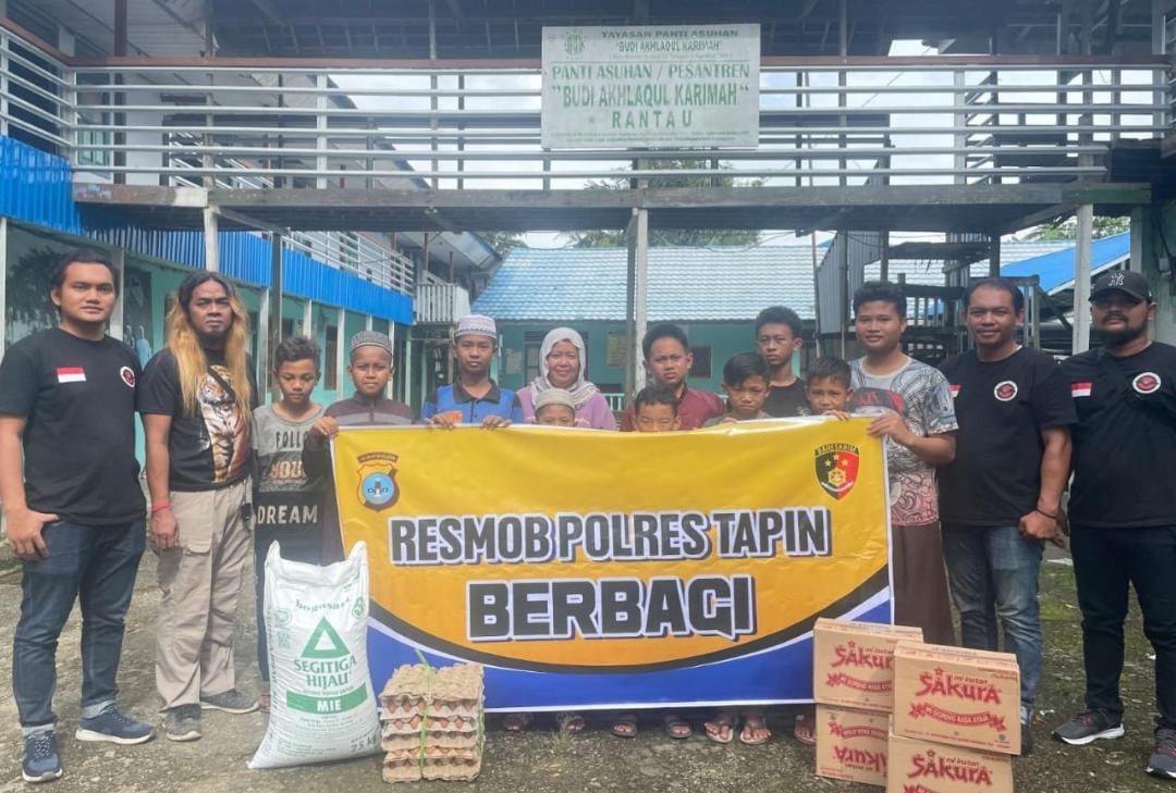 Resmob Polres Tapin Salurkan Bantuan Sembako Untuk Anak Panti Asuhan