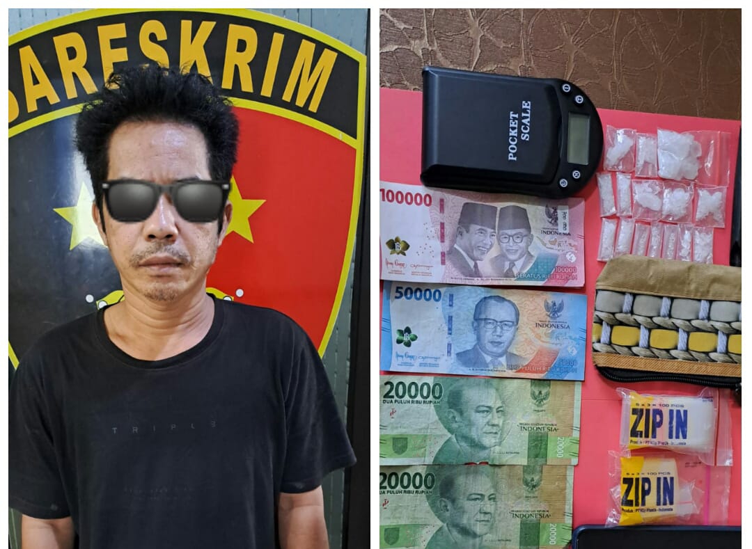 PEMILIK SABU – Pria berinisial HT ini dibekuk saat transaksi Sabu-sabu berat 9,56 Gram