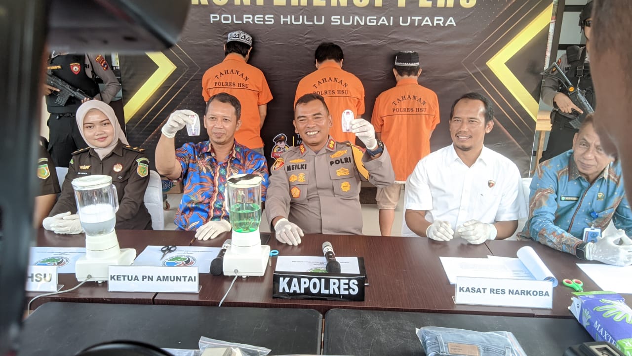 Kapolres HSU Pastikan Tiga Tersangka Pemilik Puluhan Gram Sabu Diancam Hukuman Maksimal Seumur Hidup