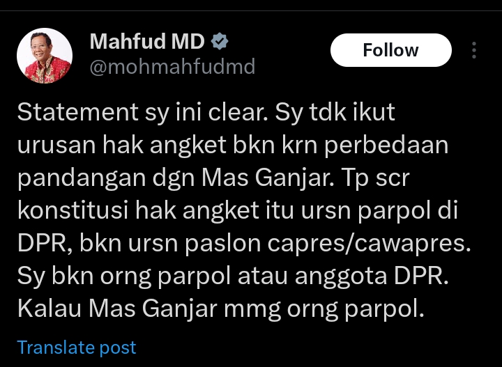 Kontroversi Wacana Hak Angket Pilpres 2024, Mahfud MD Beri Tanggapan