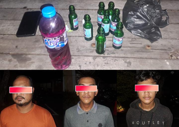 Tiga Pria Kepergok Asyik Mabuk Miras di Taman Kota Saijaan