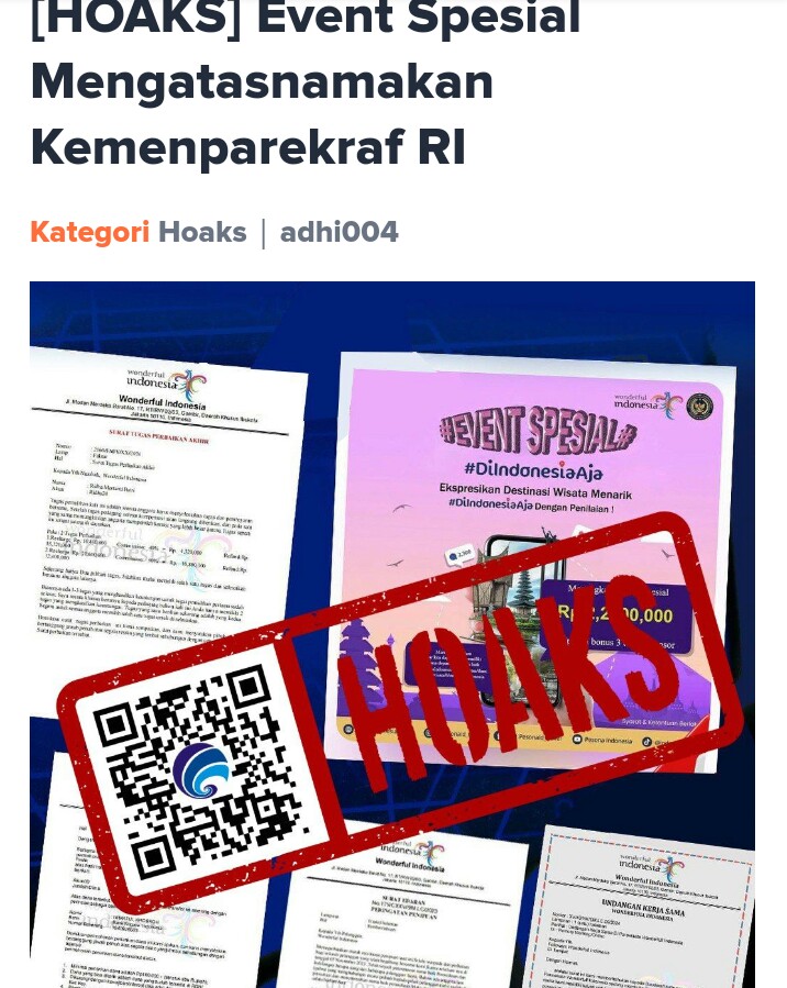 HOAKS] Event Spesial Mengatasnamakan Kemenparekraf RI