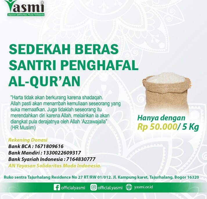 Program Beras Santri Tahfidzul Qur’an