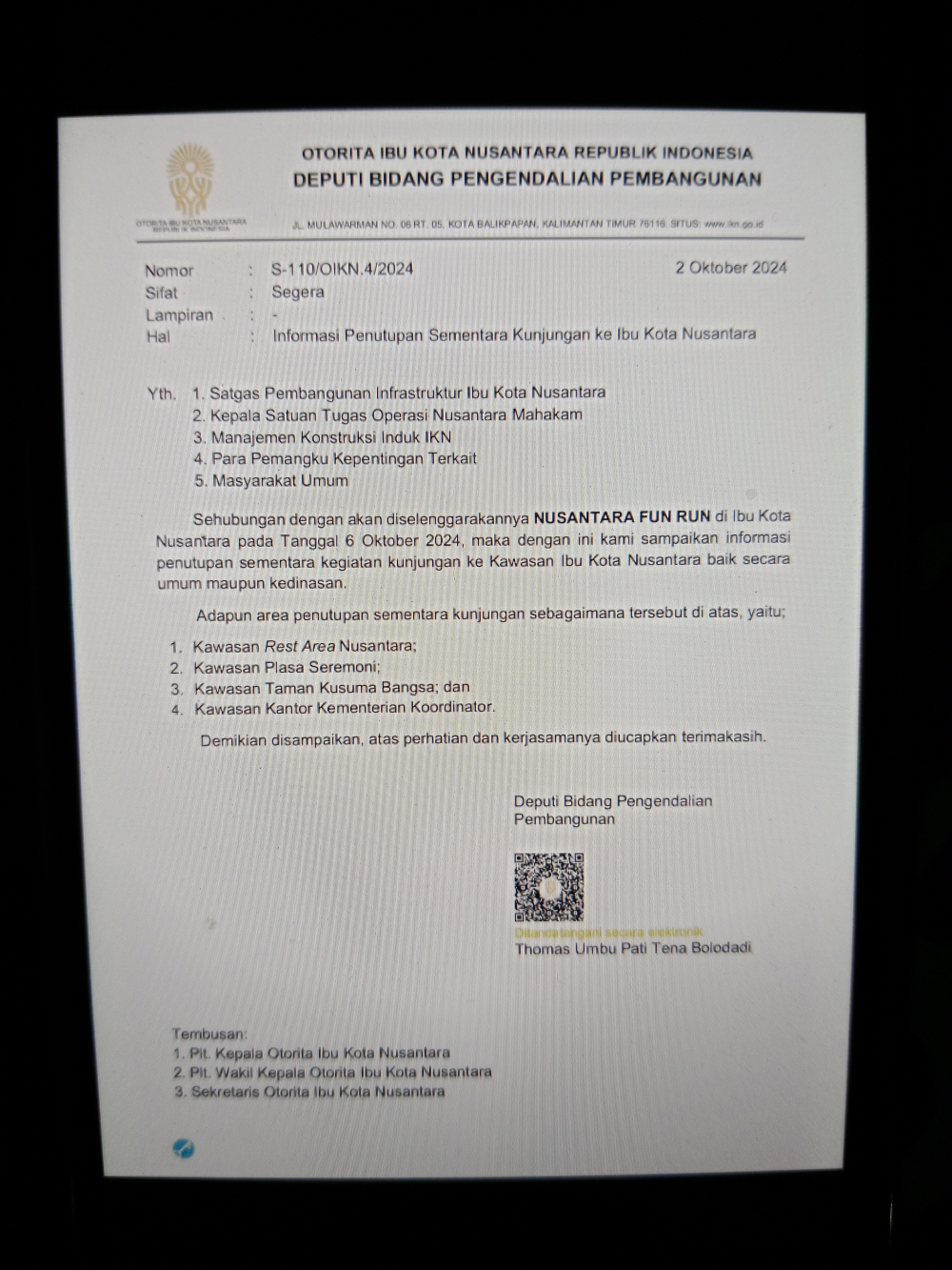 Kunjungan Umum ke IKN Ditutup Sementara Karena Lomba Lari