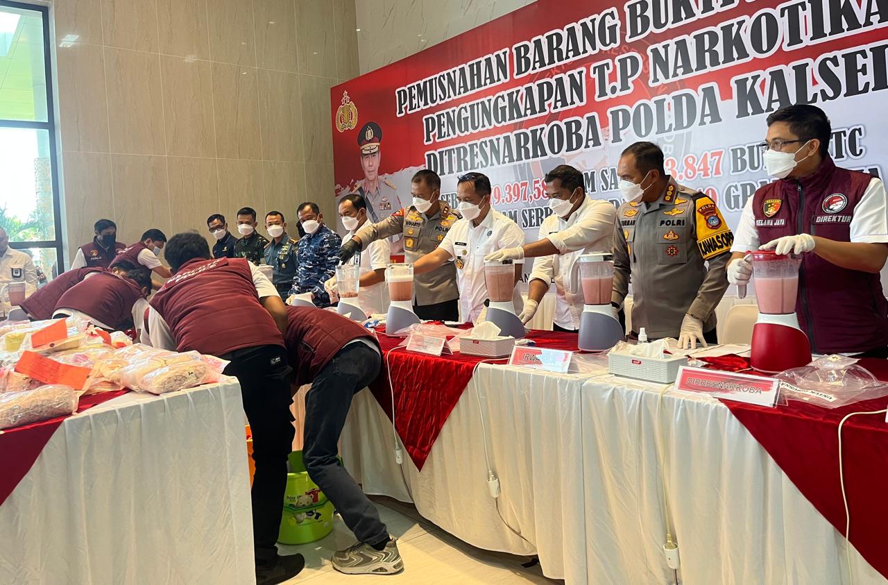 Polda Kalsel Musnahkan 79,3 Kg Sabu dan 63.847 Ekstasi