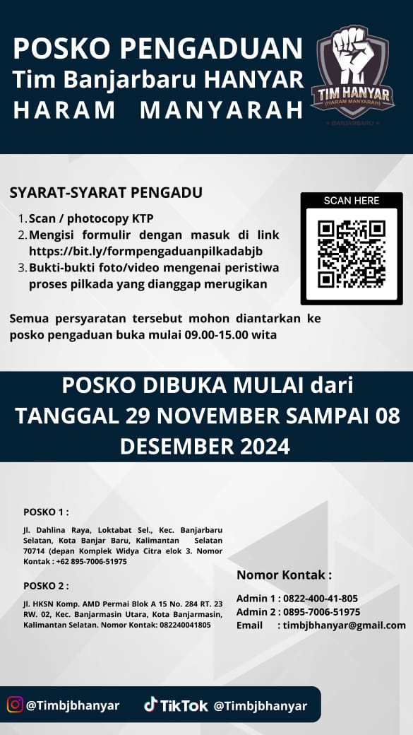 Tim Banjarbaru Hanyar Tampung Pengaduan Kisruh Pilkada Banjarbaru