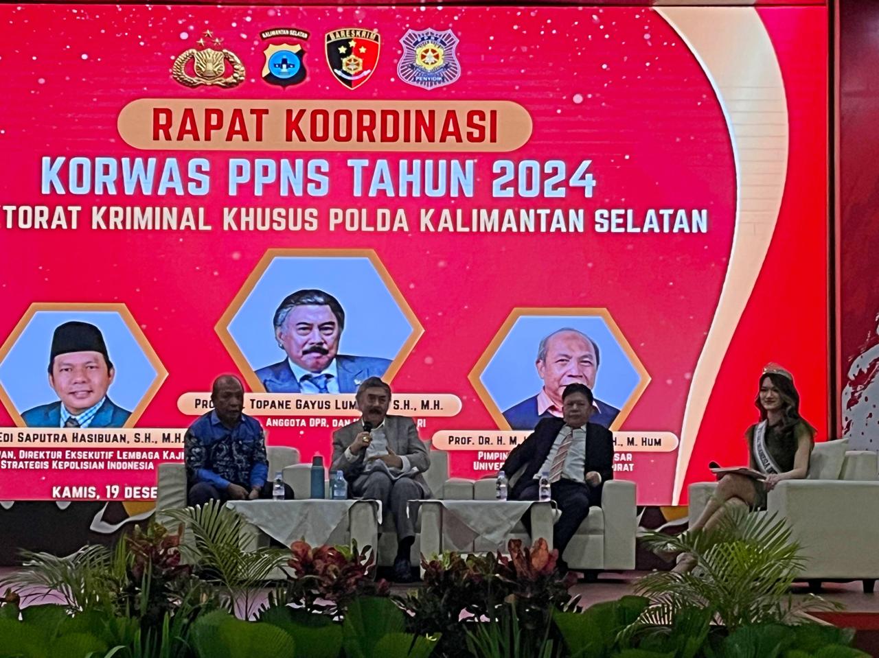 Ditreskrimsus Polda Kalsel Gelar Rakor Korwas PPNS, Gayus Lumbuun: Jangan Ada Ego Sektoral