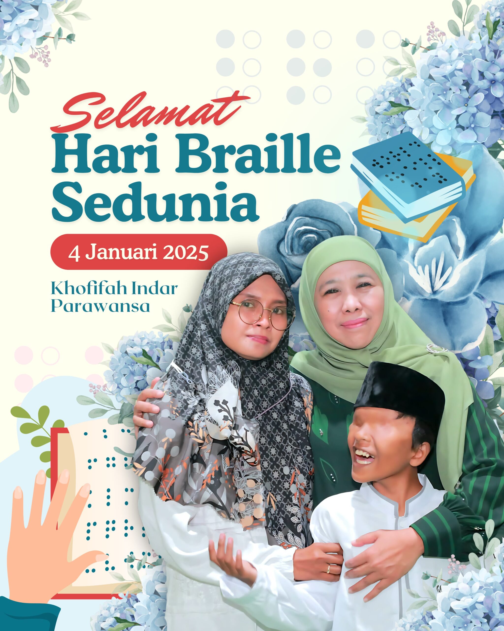 Hari Braille Sedunia, Khofifah: Momen Peningkatan Akses Hak Disabilitas Netra Berbagai Bidang