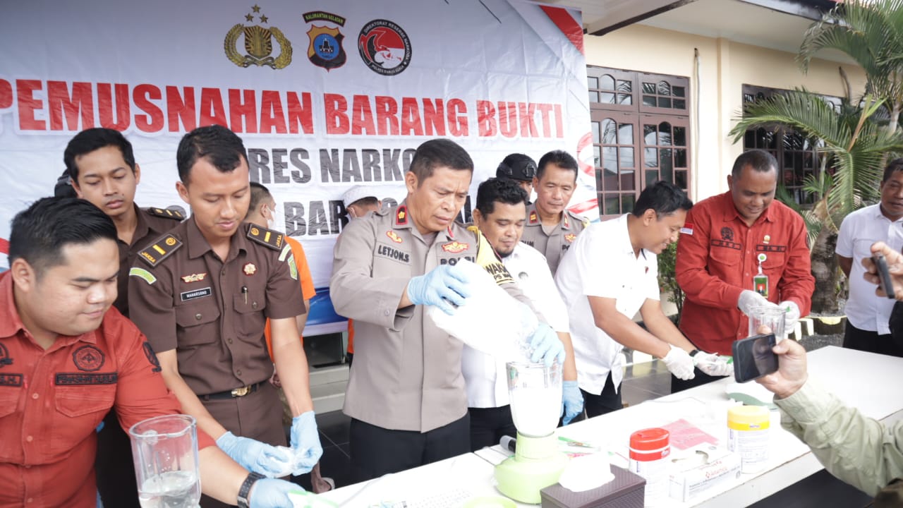 Polres Batola Musnahkan Narkotika Sabu Rp1,27 Miliar