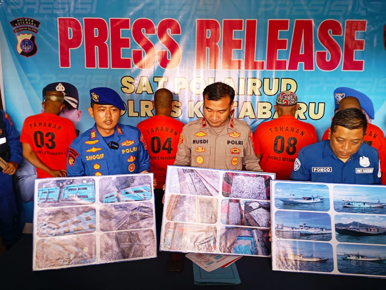 Polisi Amankan Tujuh Kapal Nelayan Yang Pakai Pukat di Perairan Kotabaru