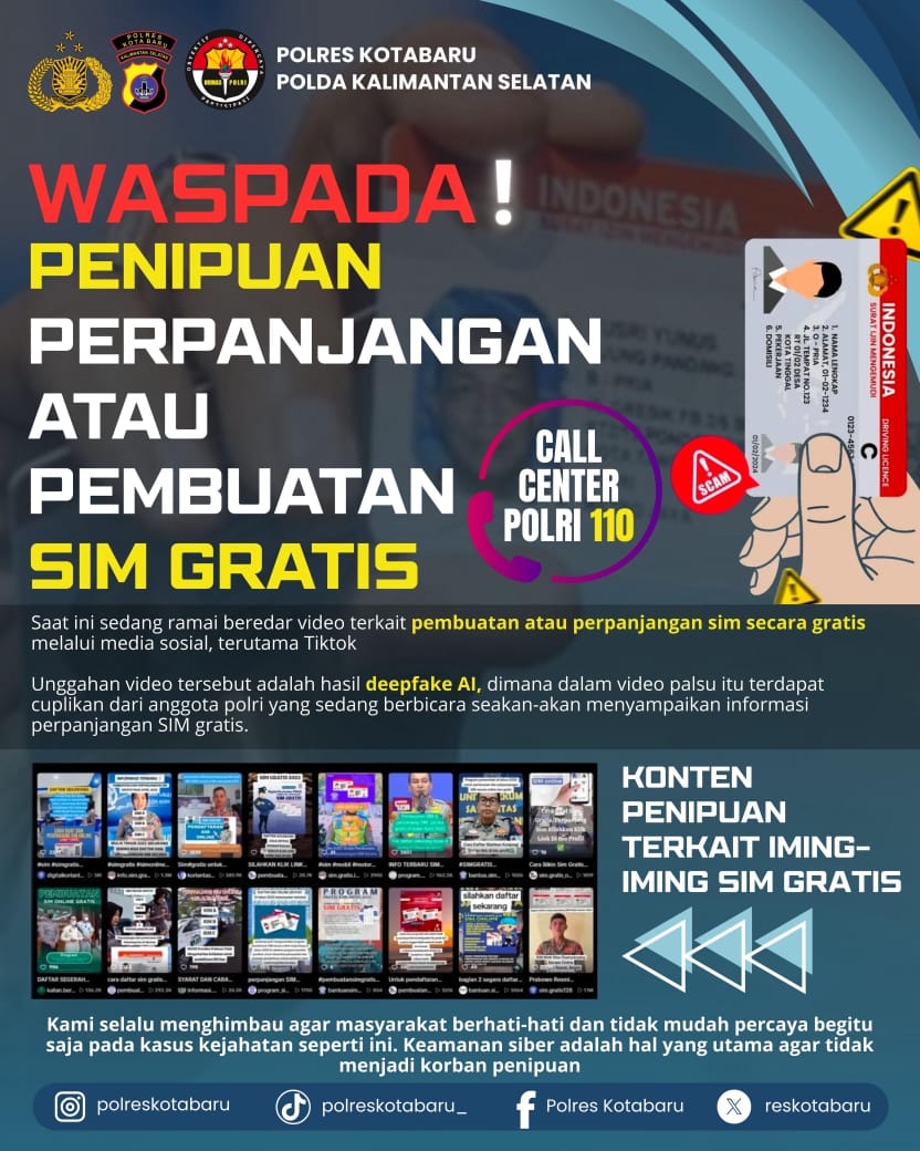 Polres Kotabaru Minta Masyarakat Waspada Penipuan Berkedok Pembuatan SIM Gratis