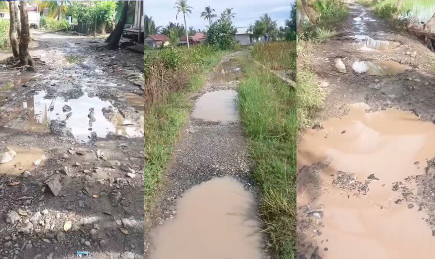 Masyarakat Keluhkan Kerusakan Jalan Desa Pemurus Aluh-aluh Puluhan Tahun