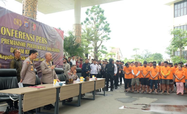 Operasi Sikat Intan, Polda Kalsel dan Jajaran Tangkap 135 Tersangka Tindak Pidana