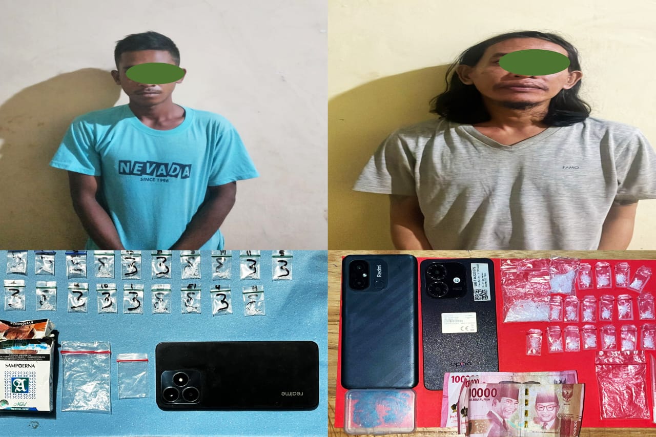 Dua Orang Ditangkap di Desa Dirgahayu, Temukan 38 Paket Sabu