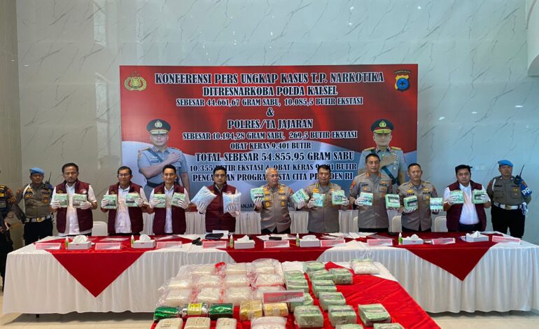 Polda Kalsel Ungkap Jaringan Narkoba, Sita 53 Kg Sabu dan Ribuan Ekstasi