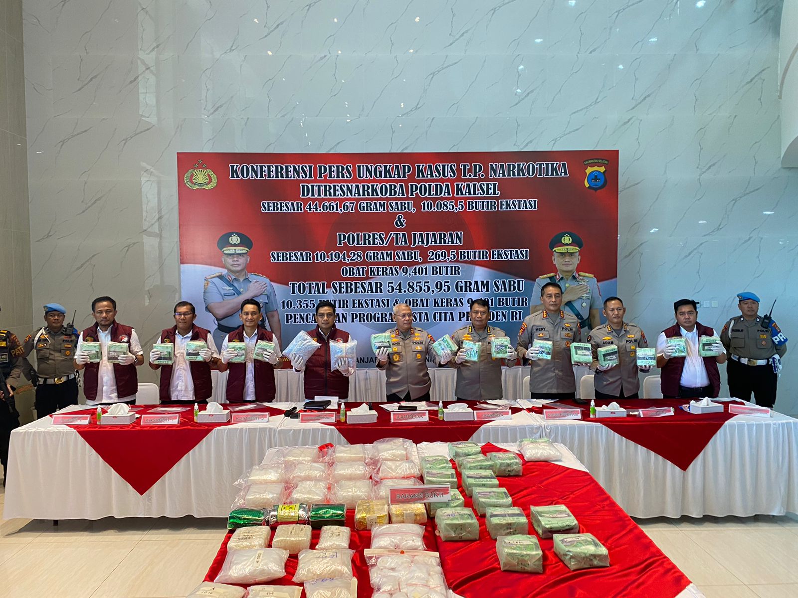 Polda Kalsel Ungkap Jaringan Narkoba, Sita 53 Kg Sabu dan Ribuan Ekstasi