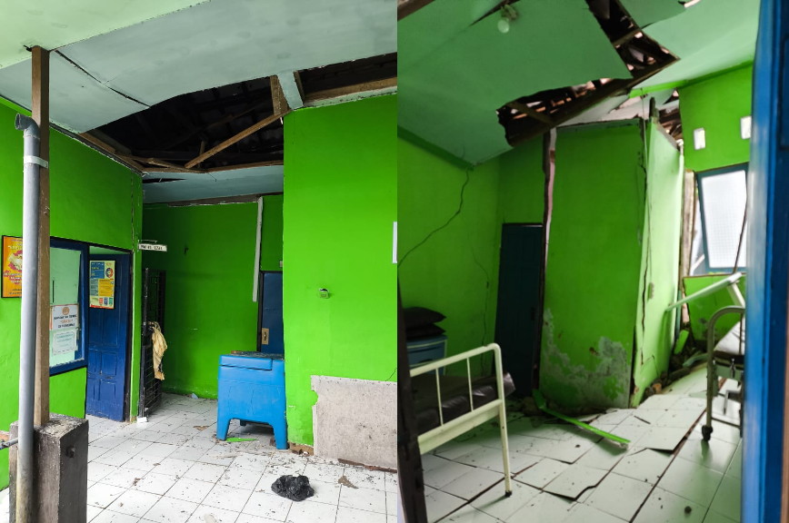 Bangunan Rawat Inap UPTD Puskesmas Aluh-aluh Ambruk