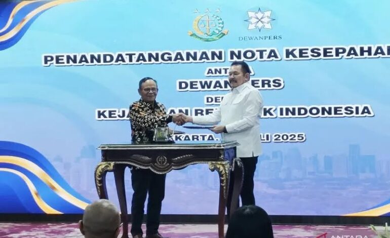 Kejaksaan Agung dan Dewan Pers Teken Kerja Sama Perlindungan Kemerdekaan Pers