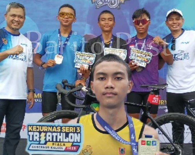 Rizqi Rebut Medali Emas Kejurnas Triathlon 2025 Seri 3 Kalsel