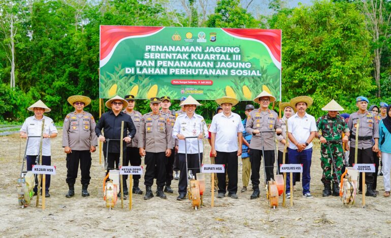 WAKIL BUPATI HSS HADIRI PENANAMAN JAGUNG SERENTAK DI LAHAN PERHUTANAN SOSIAL DESA MADANG