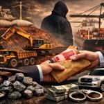 Ilustrasi dugaan korupsi tambang nikel: praktik suap perizinan, aktivitas pertambangan, dan ekspor mineral yang diduga merugikan keuangan negara.