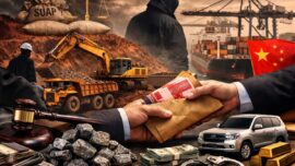 Ilustrasi dugaan korupsi tambang nikel: praktik suap perizinan, aktivitas pertambangan, dan ekspor mineral yang diduga merugikan keuangan negara.