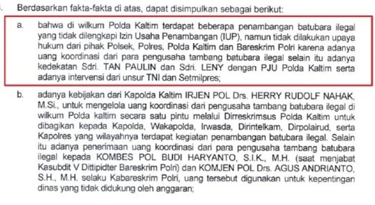 Menolak Lupa LHP Ferdy Sambo Tambang Ilegal Kaltim "Bak Ditelan Bumi"