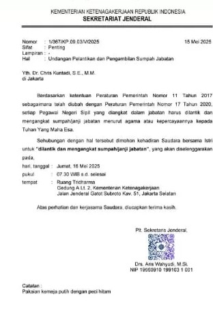 Sekjen Kemnaker Cris Kuntadi