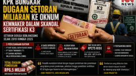 Ilustrasi dugaan praktik pemerasan dan korupsi sertifikasi K3 di Kementerian Ketenagakerjaan RI yang tengah diusut KPK. Penyidik mendalami aliran dana miliaran rupiah dari sejumlah perusahaan di Batam kepada oknum pejabat Kemnaker sejak 2019 hingga 2025.